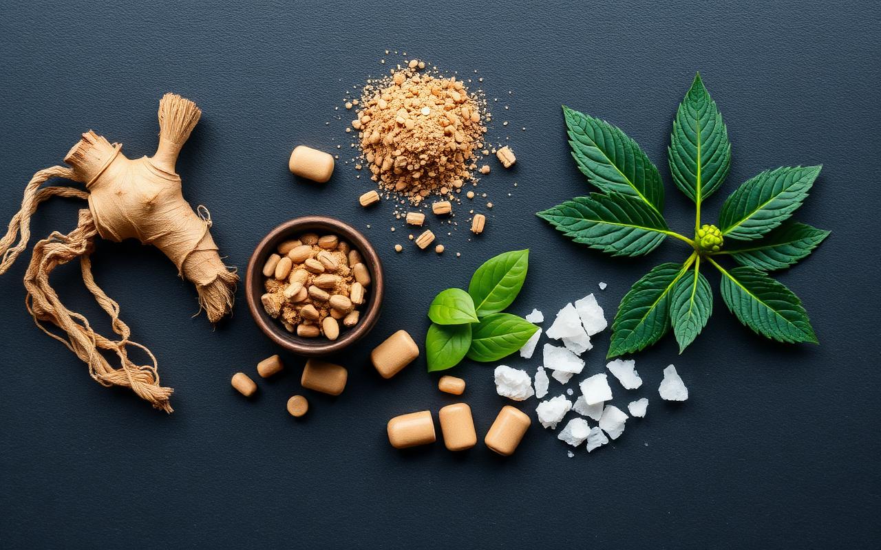 Ingrédients naturels du complément ForceVital : ginseng, maca, zinc et extraits de plantes